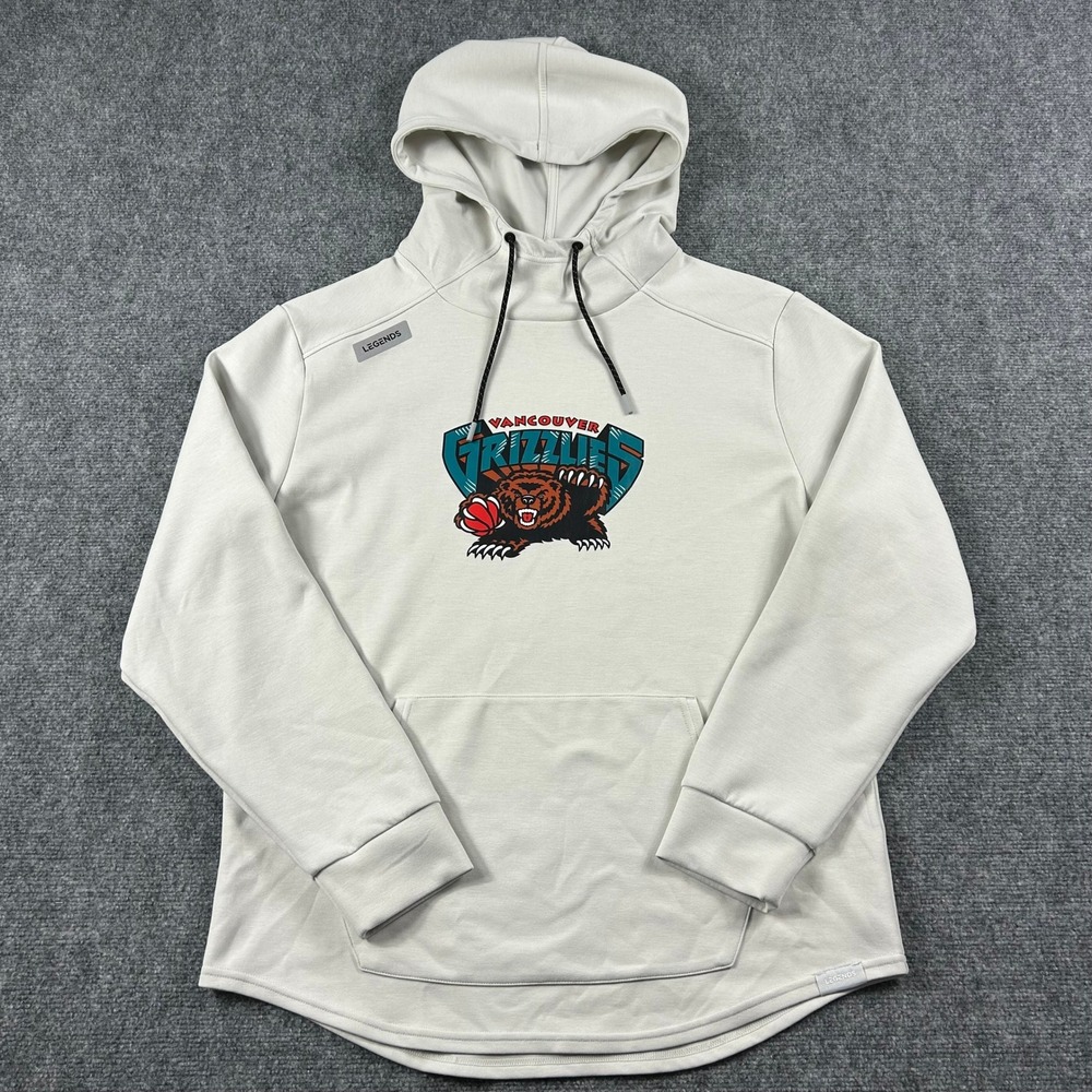 Legends Vancouver Grizzlies Hoodie Mens XL Cream NBA Basketball Retro Streetwear